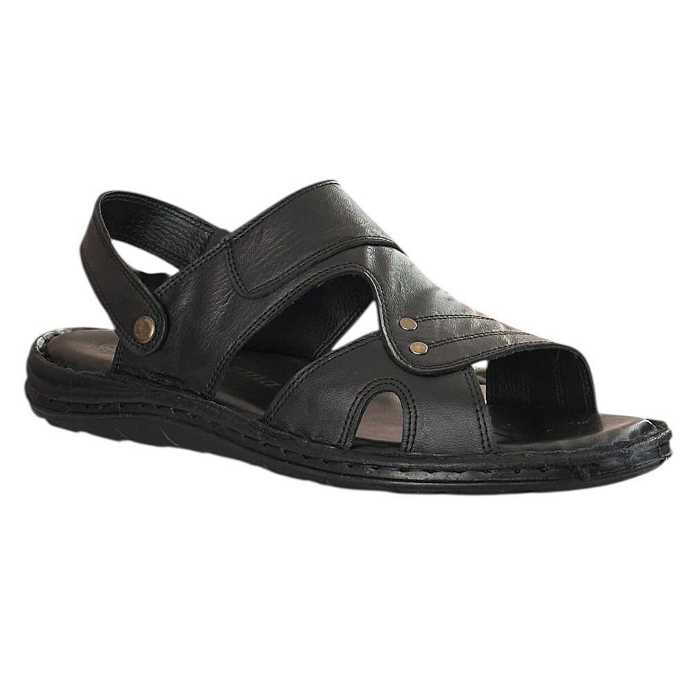 Cex 25Y TRV-7 Siyah Erkek Hakiki Deri Sandalet - 1
