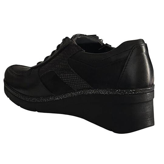 Forelli 13103-G Lydie Siyah Kadın Comfort Deri Ayakkabı - 3