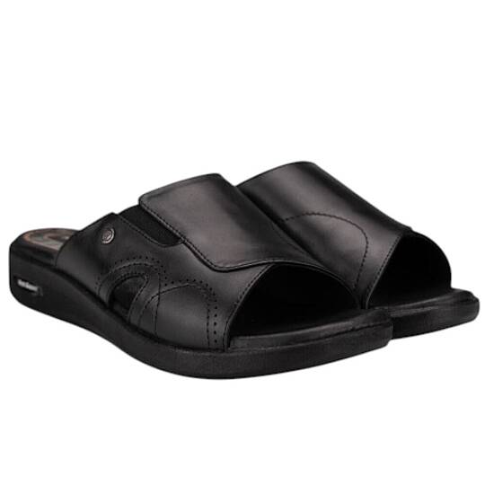 Forelli 13703-G Naye Siyah Kadın Comfort Deri Terlik - 3
