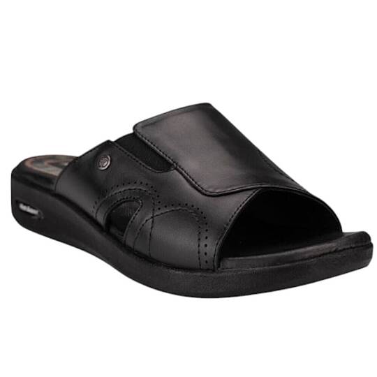 Forelli 13703-G Naye Siyah Kadın Comfort Deri Terlik