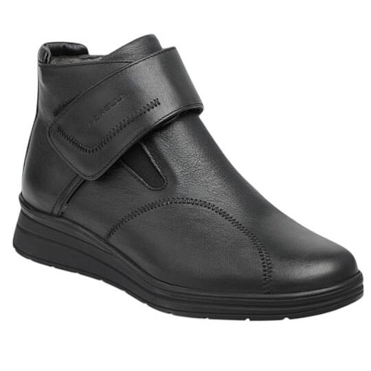 Forelli 21352-H Peykan Siyah Kadın Comfort Deri Hallux Bot