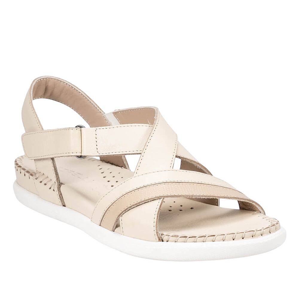 Forelli 22301-G İlya Bej Kadın Comfort Deri Sandalet - 1