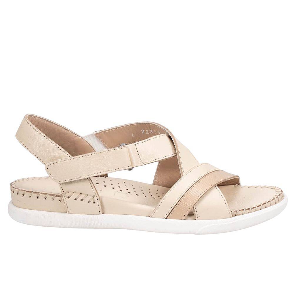 Forelli 22301-G İlya Bej Kadın Comfort Deri Sandalet - 2