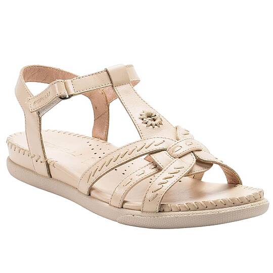 Forelli 22309 Lupin-G Bej Kadın Comfort Deri Sandalet