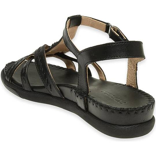 Forelli 22309 Lupin-G Siyah Kadın Comfort Deri Sandalet - 3