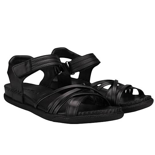 Forelli 22313 Sidney-G Siyah Kadın Comfort Deri Sandalet - 3