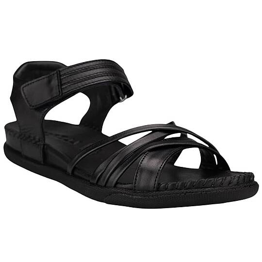 Forelli 22313 Sidney-G Siyah Kadın Comfort Deri Sandalet