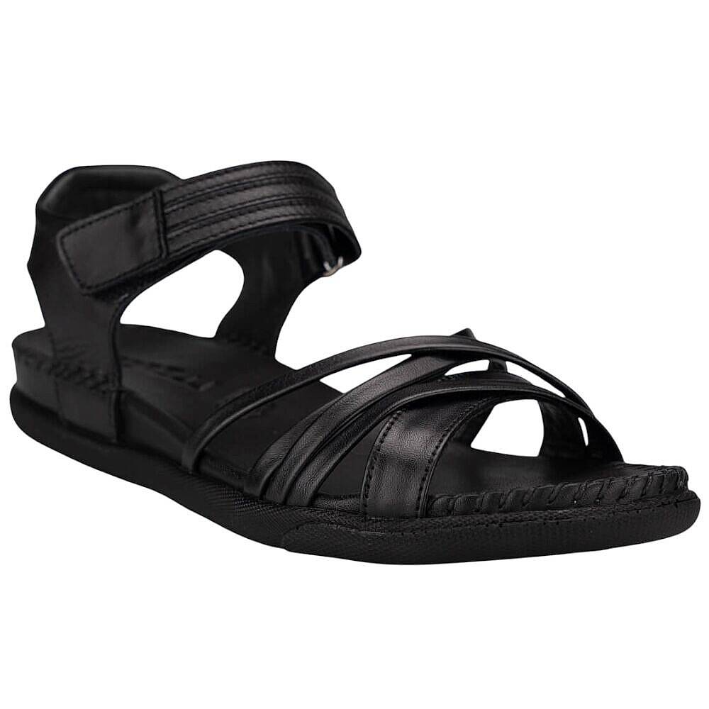 Forelli 22313 Sidney-G Siyah Kadın Comfort Deri Sandalet - 1