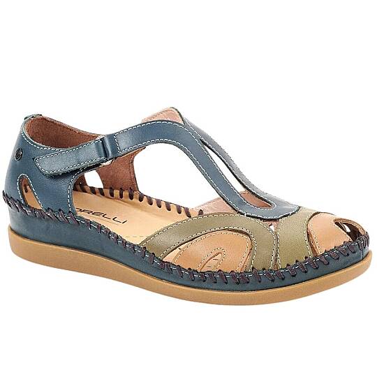 Forelli 22521 Sally-G Blue Jean Kadın Comfort Deri Sandalet