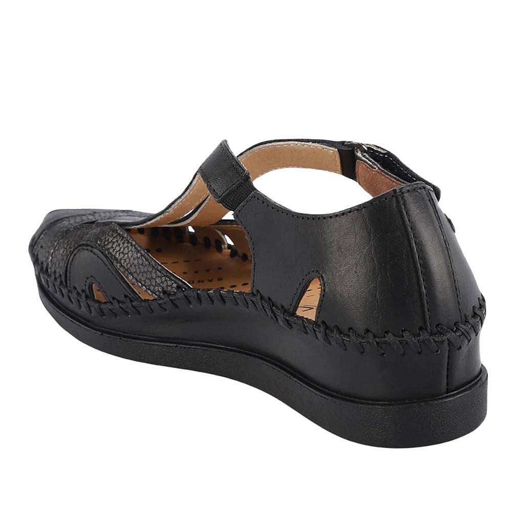 Forelli 22521 Sally-G Siyah Kadın Comfort Deri Sandalet - 3