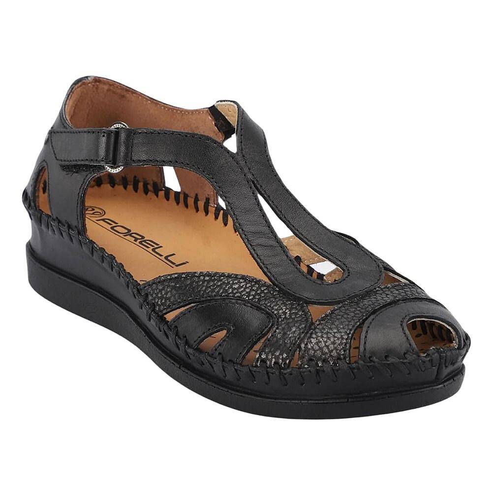 Forelli 22521 Sally-G Siyah Kadın Comfort Deri Sandalet - 1
