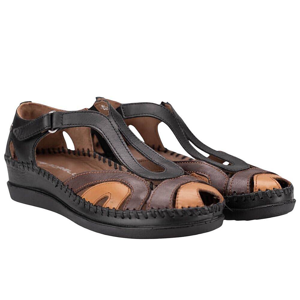 Forelli 22521 Sally-G Siyah/Taba Kadın Comfort Deri Sandalet - 3