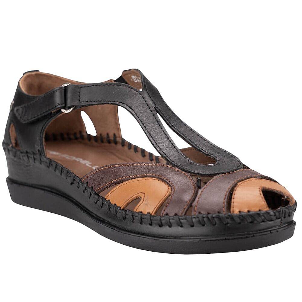 Forelli 22521 Sally-G Siyah/Taba Kadın Comfort Deri Sandalet - 1