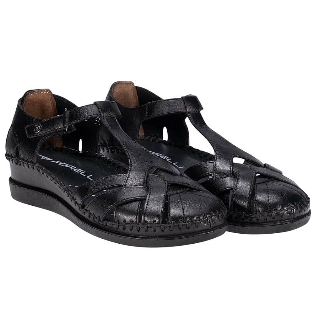 Forelli 22526 Larni-G Siyah Kadın Comfort Deri Sandalet - 3