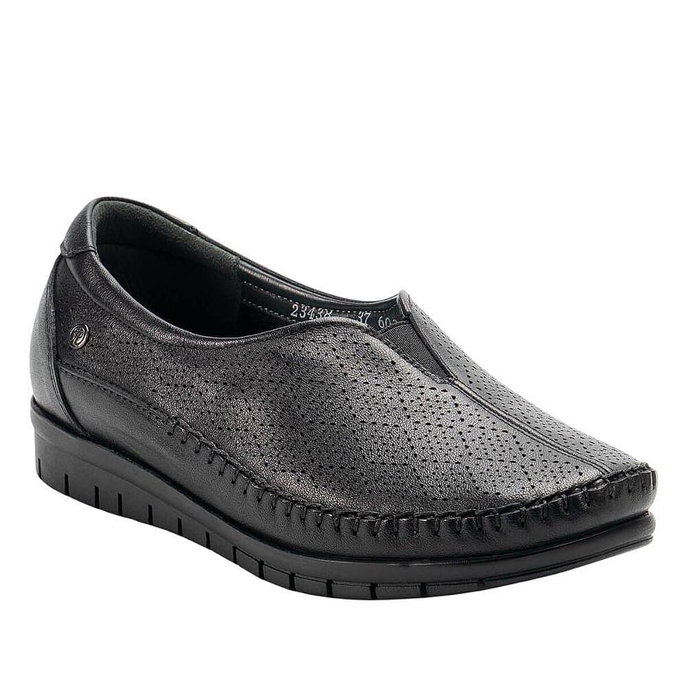 Forelli 23438-G Essel Siyah Kadın Comfort Deri Ayakkabı - 1