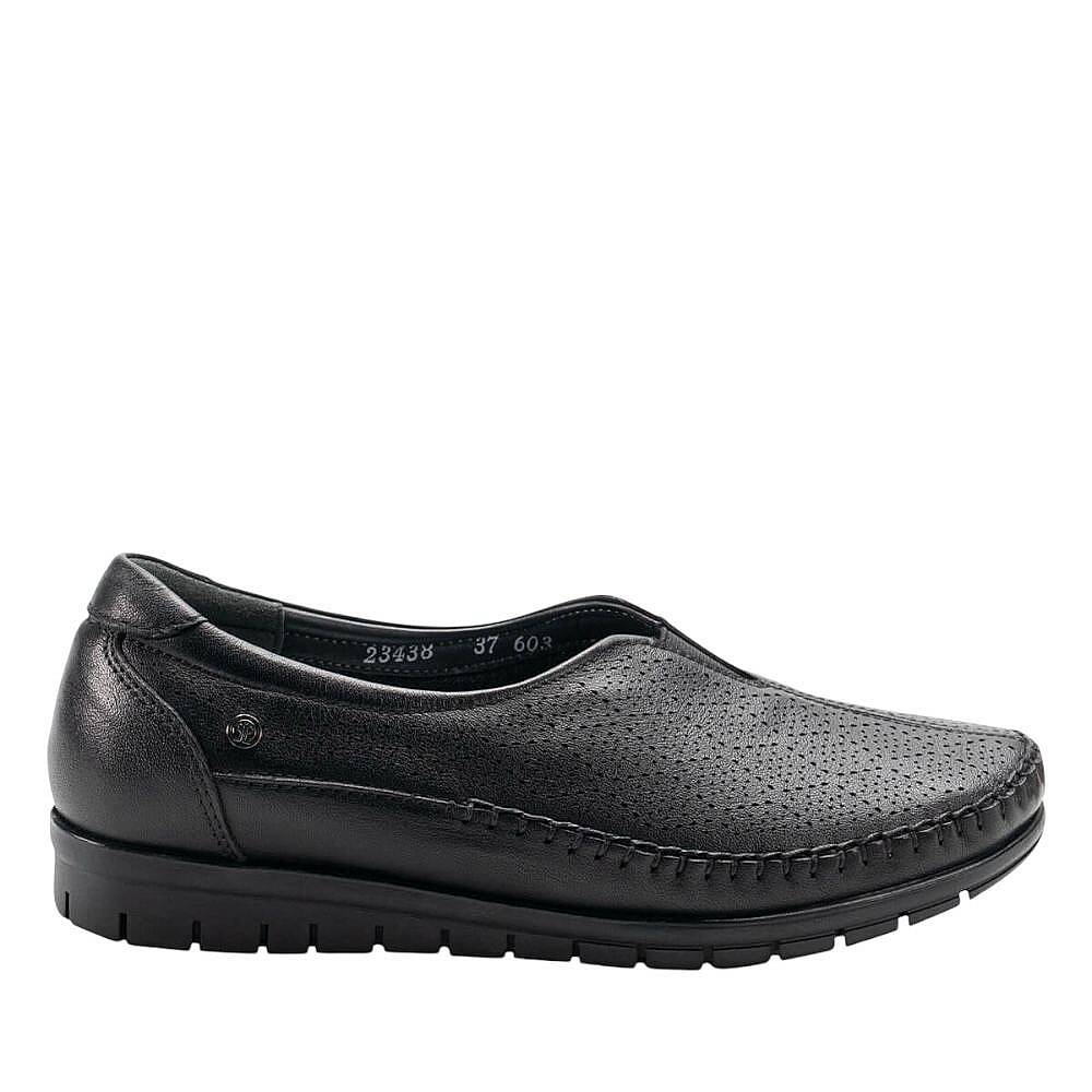 Forelli 23438-G Essel Siyah Kadın Comfort Deri Ayakkabı - 2