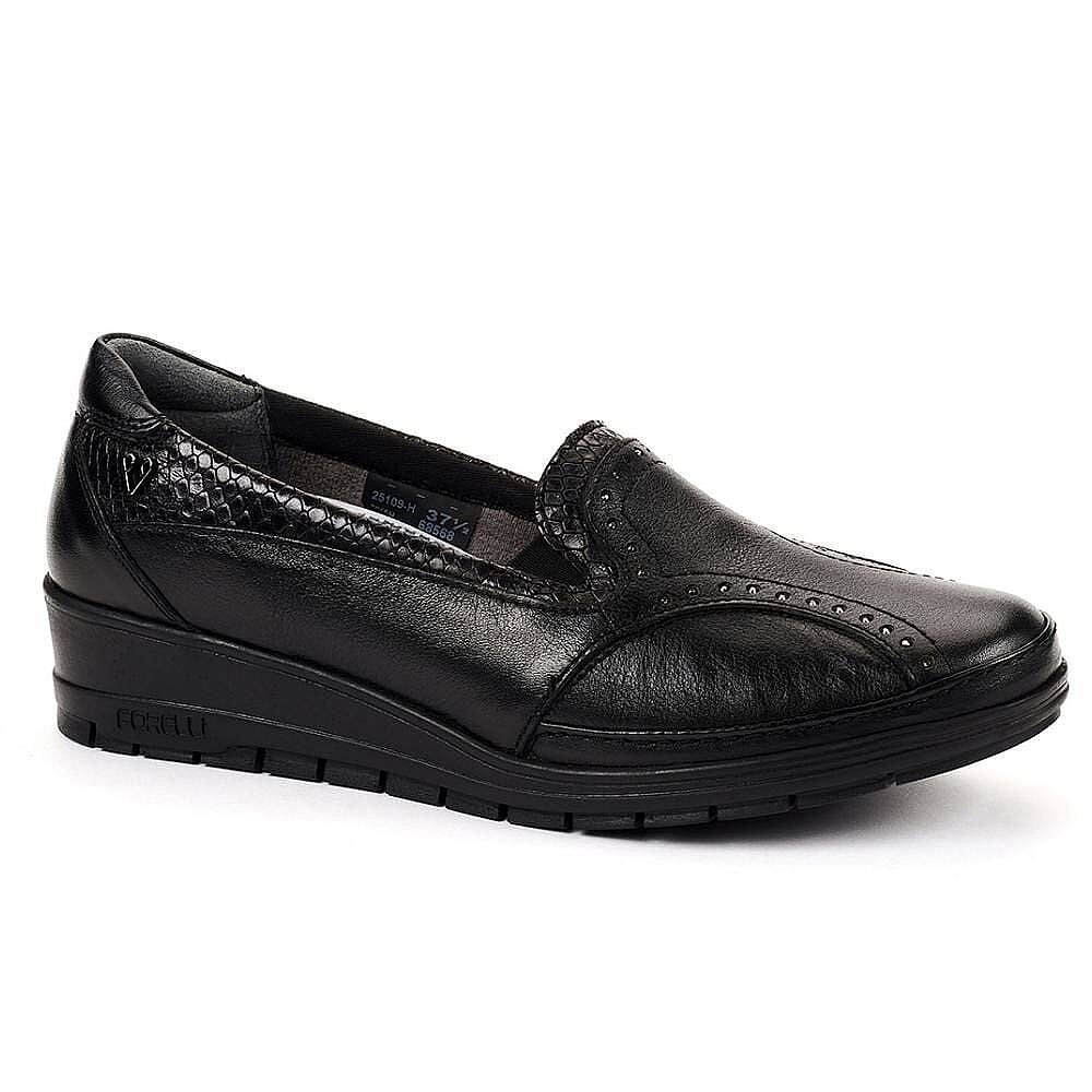 Forelli 25109 Mimoza-H Siyah Kadın Comfort Deri Ayakkabı - 1