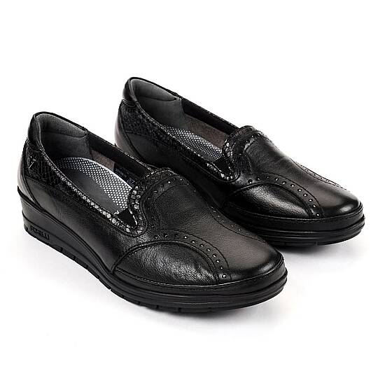 Forelli 25109 Mimoza-H Siyah Kadın Comfort Deri Ayakkabı - 2