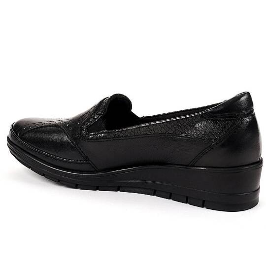 Forelli 25109 Mimoza-H Siyah Kadın Comfort Deri Ayakkabı - 3