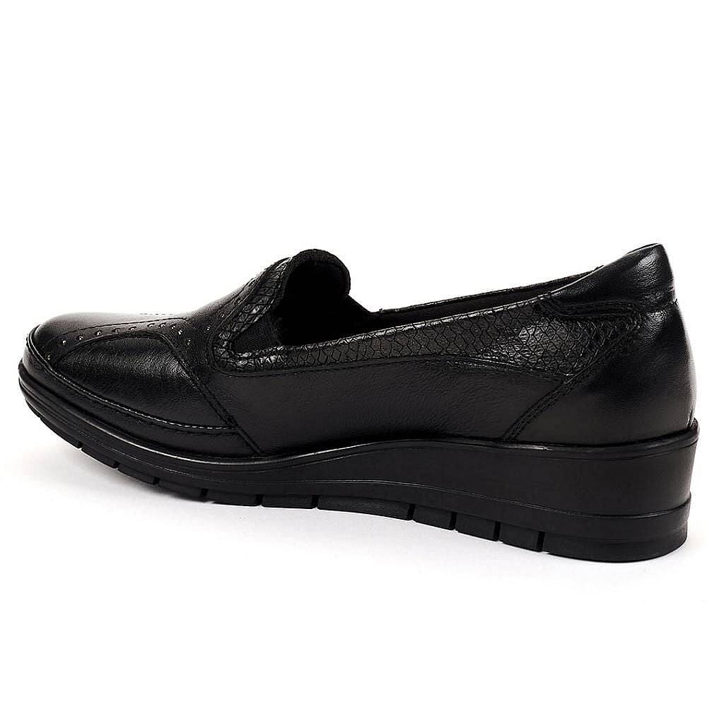 Forelli 25109 Mimoza-H Siyah Kadın Comfort Deri Ayakkabı - 3