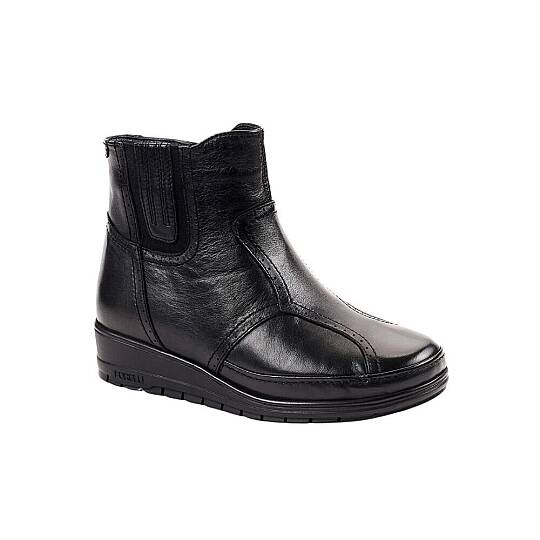 Forelli 25157-H Moly Siyah Kadın Comfort Deri Hallux Bot