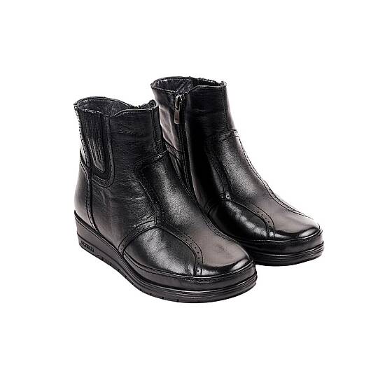 Forelli 25157-H Moly Siyah Kadın Comfort Deri Hallux Bot - 2