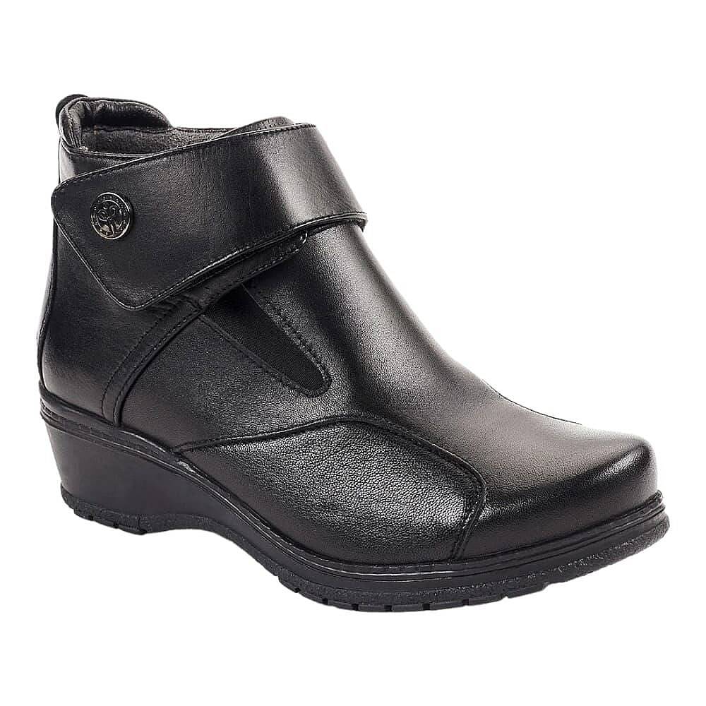 Forelli 25651-K Vionic Siyah Kadın Comfort Deri Hallux Bot - 1