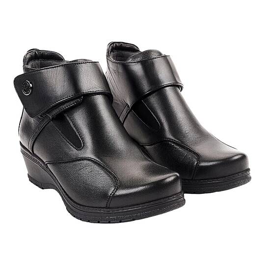Forelli 25651-K Vionic Siyah Kadın Comfort Deri Hallux Bot - 2