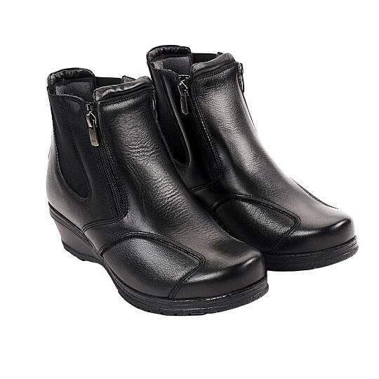 Forelli 25652-K Dude Siyah Kadın Comfort Deri Hallux Bot - 2
