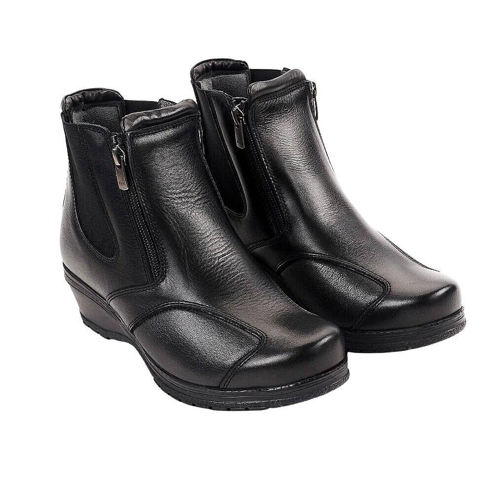 Forelli 25652-K Dude Siyah Kadın Comfort Deri Hallux Bot - 2