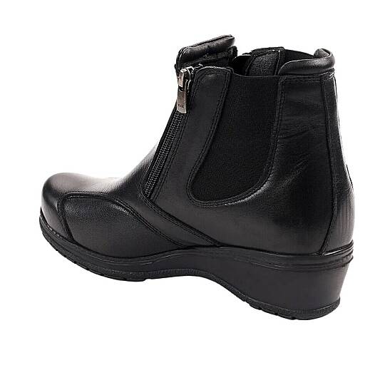 Forelli 25652-K Dude Siyah Kadın Comfort Deri Hallux Bot - 3