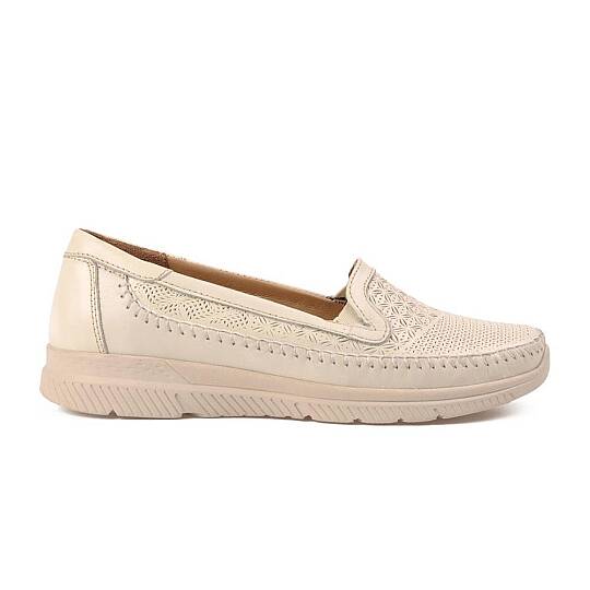 Forelli 29413 Eterna-G Bej Kadın Comfort Deri Ayakkabı - 2