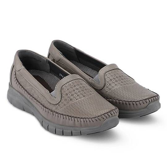 Forelli 29413 Eterna-G Gri Kadın Comfort Deri Ayakkabı - 2