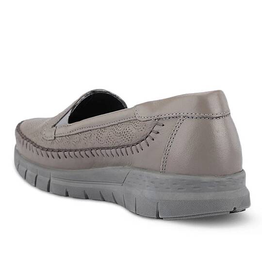 Forelli 29413 Eterna-G Gri Kadın Comfort Deri Ayakkabı - 3