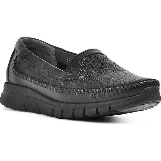 Forelli 29413 Eterna-G Siyah Kadın Comfort Deri Ayakkabı