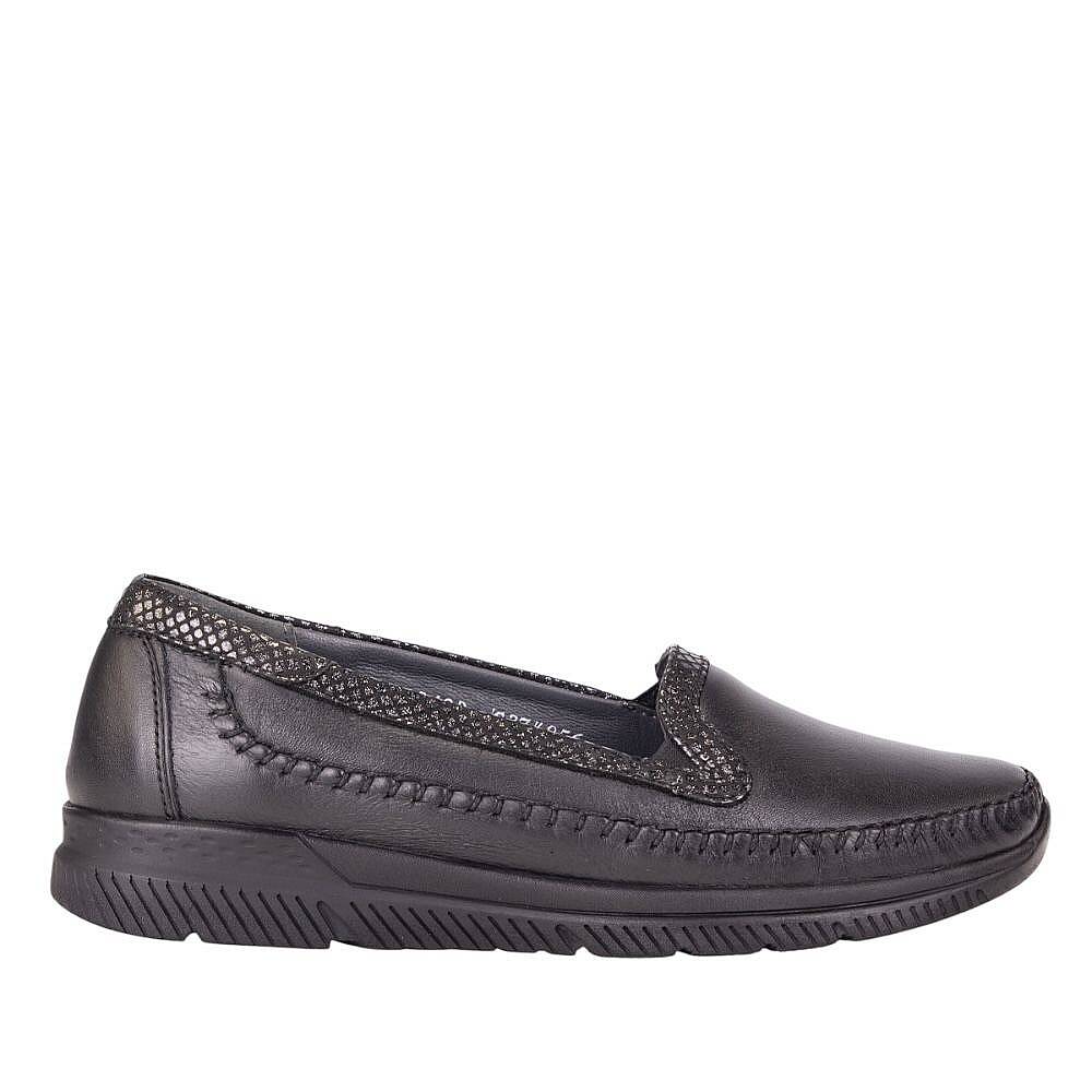 Forelli 29423 Laden-G Siyah Kadın Comfort Deri Ayakkabı - 2