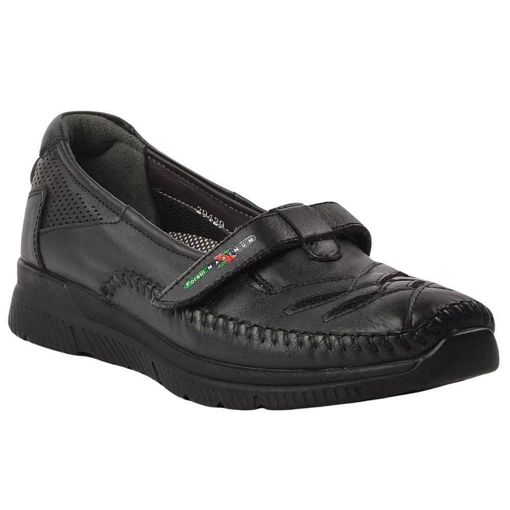 Forelli 29429-G Elena Siyah Kadın Comfort Deri Ayakkabı - 1