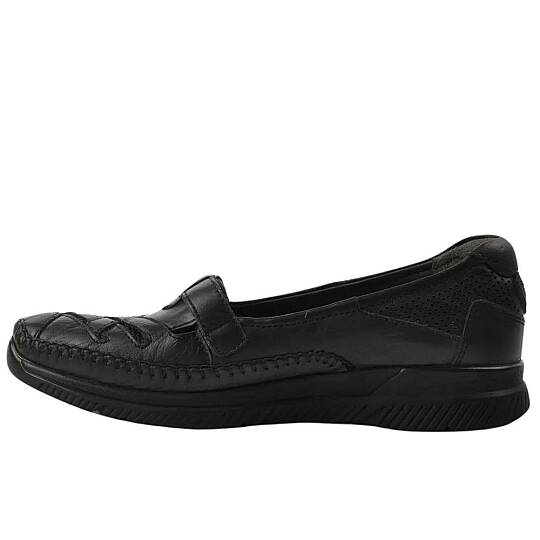 Forelli 29429-G Elena Siyah Kadın Comfort Deri Ayakkabı - 3