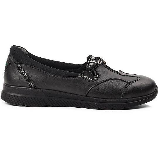 Forelli 29444-G Lilyum Siyah Kadın Comfort Deri Ayakkabı - 2