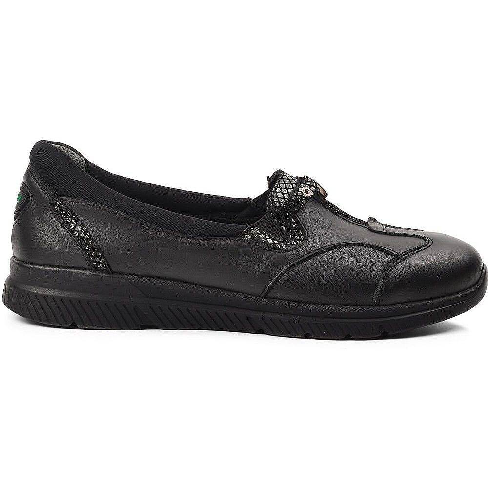 Forelli 29444-G Lilyum Siyah Kadın Comfort Deri Ayakkabı - 2