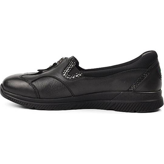 Forelli 29444-G Lilyum Siyah Kadın Comfort Deri Ayakkabı - 3
