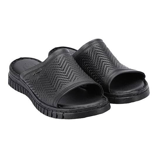 Forelli 38505 Sofia-G Siyah Kadın Comfort Deri Terlik - 2