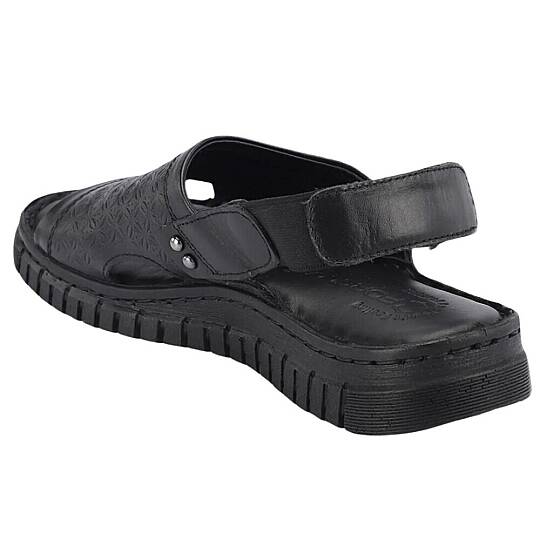 Forelli 38507 Alice-G Siyah Kadın Comfort Deri Sandalet - 3