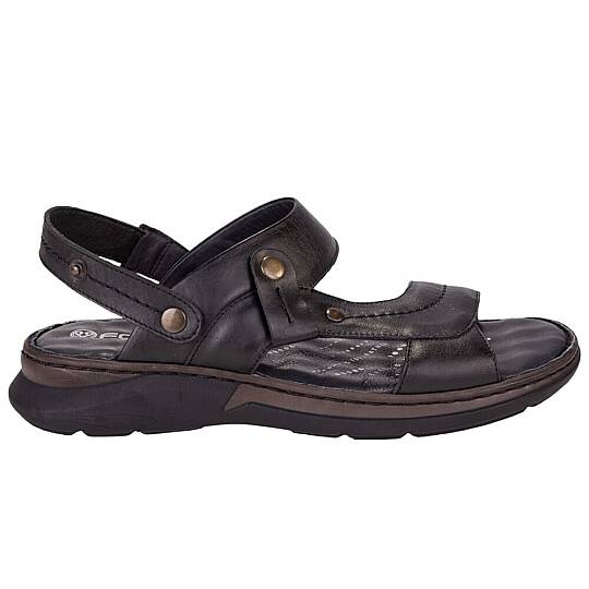 Forelli 40507-G Ural Siyah Erkek Deri Günlük Sandalet - 2