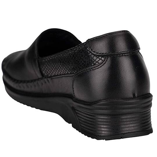 Forelli 48010-H Yonca Siyah Kadın Comfort Deri Ayakkabı - 3