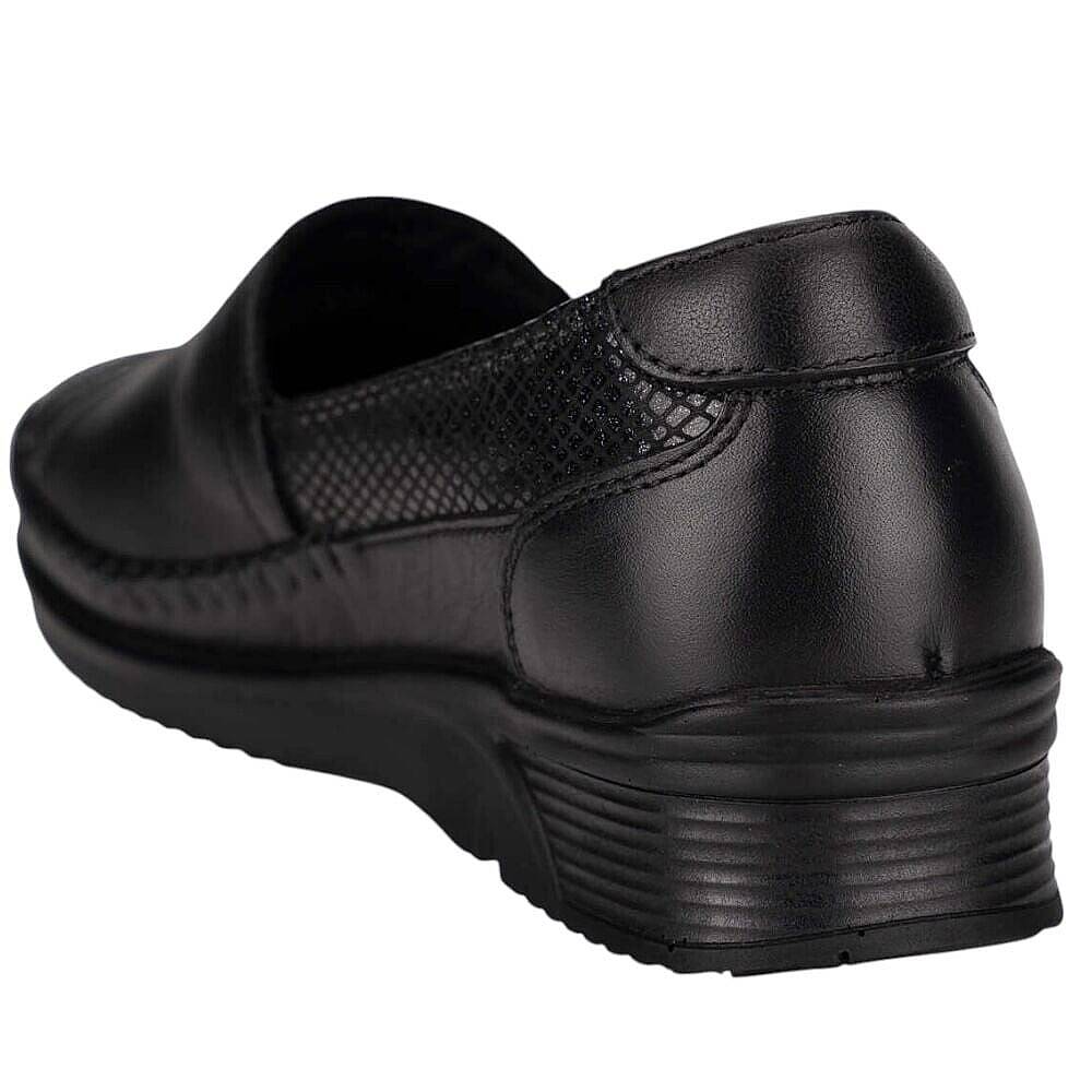Forelli 48010-H Yonca Siyah Kadın Comfort Deri Ayakkabı - 3