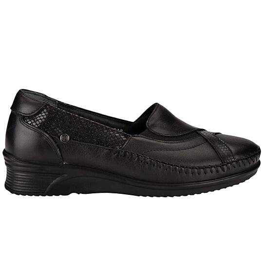 Forelli 48010-H Yonca Siyah Kadın Comfort Deri Ayakkabı - 2