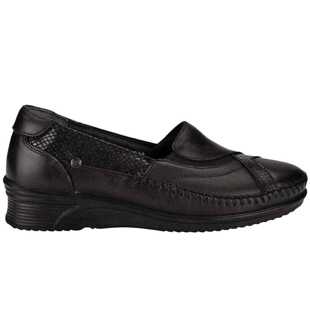 Forelli 48010-H Yonca Siyah Kadın Comfort Deri Ayakkabı - 2