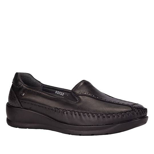 Forelli 55022-H Lina Siyah Kadın Comfort Deri Ayakkabı
