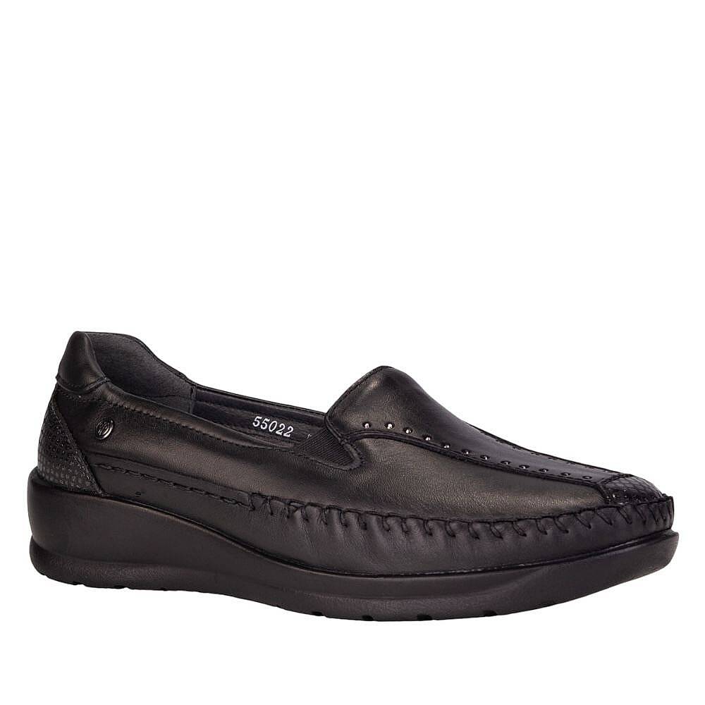 Forelli 55022-H Lina Siyah Kadın Comfort Deri Ayakkabı - 1